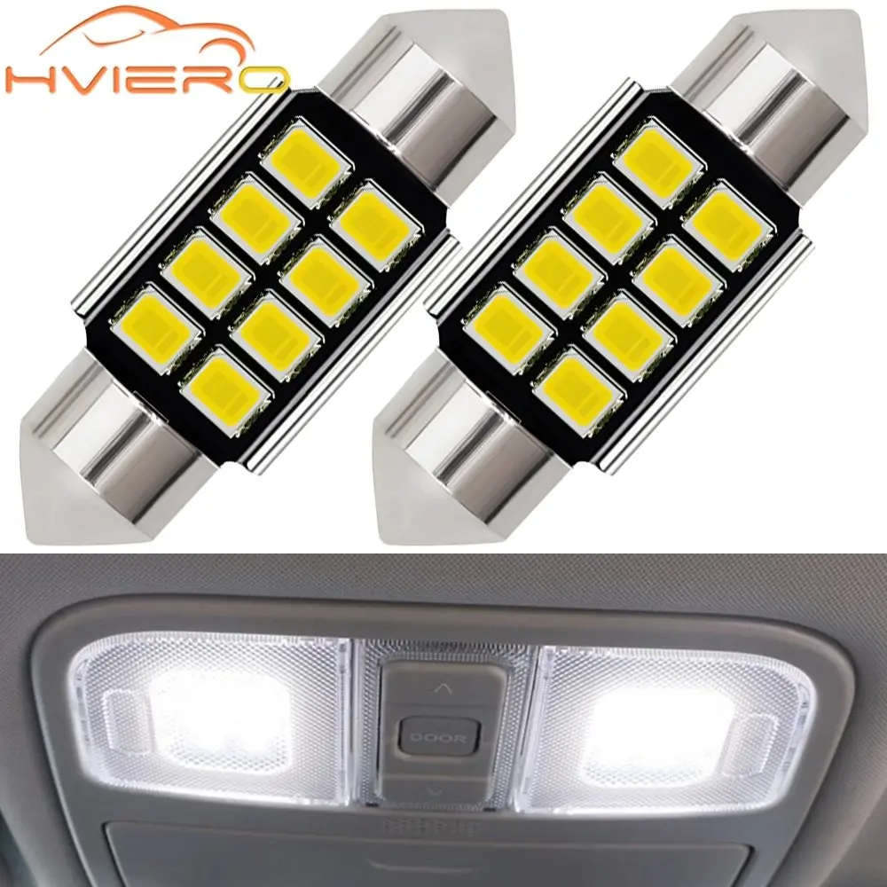 2Pcs Auto Lamps Dome Lantern Interior Lights White DC 12V Festoons C5W C10W Car Reading LEDS 31mm 36mm 39mm 41mm 2835 SMD 8Chips