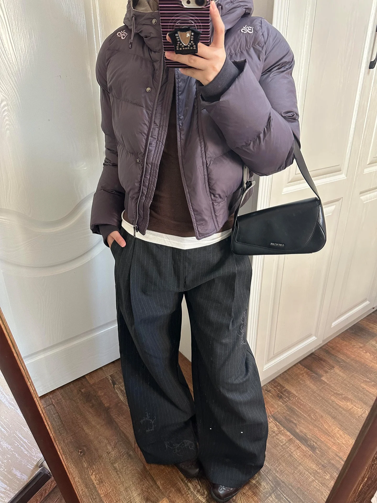 

Retro American Striped Suit Pants Women's Spring Embroidered A-Line Wide Leg Loose Floor-Length Casual Trousers