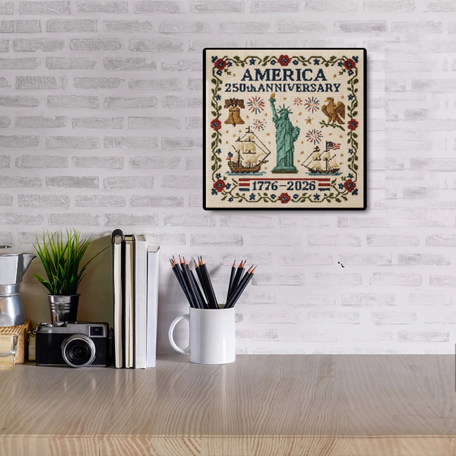 Zestaw do haftu krzyżykowego z okazji rocznicy Ameryki, pełny haft, haft krzyżykowy z nadrukiem, sztuka DIY, rękodzieło z nici, prezent dla przyjaciół