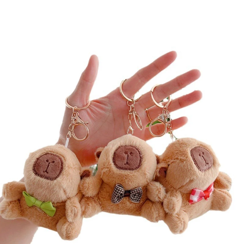 Capybara Plush Keychains Cute Bag Pendant Simulation Capibara Anime Fluffty Toys