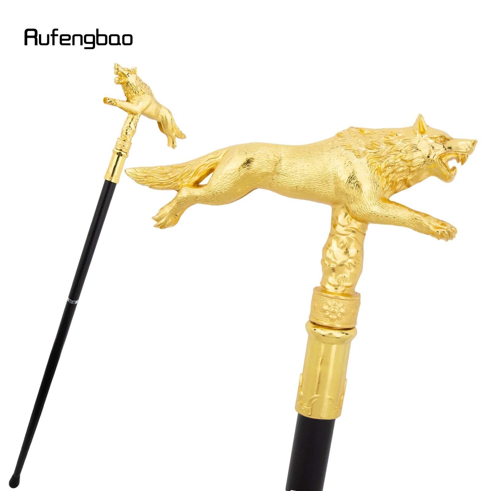 golden-wolf-running-walking-cane-fashion-colorful-costume-prop-stylish-cane-aesthetic-decorative-stick-theatrical-prop-92cm