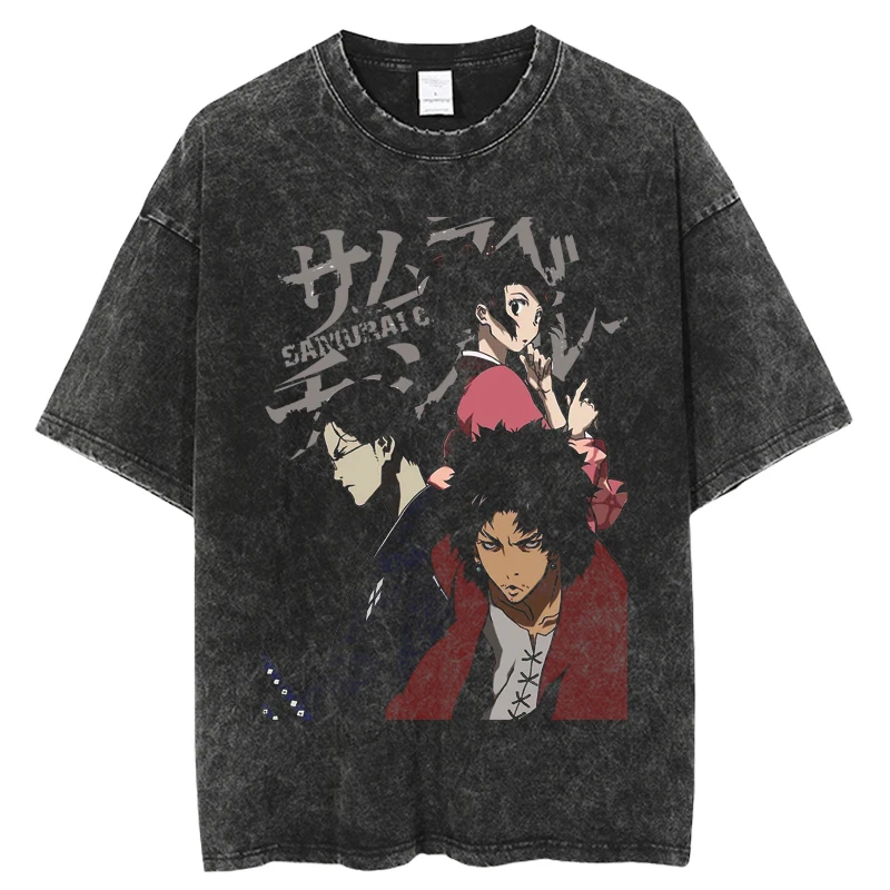 2023 Japanese Anime Samurai champloo T-Shirt Print T Shirt Fashion Hip Hop T-Shirts Streetwear Summer Casual Tops Unisex