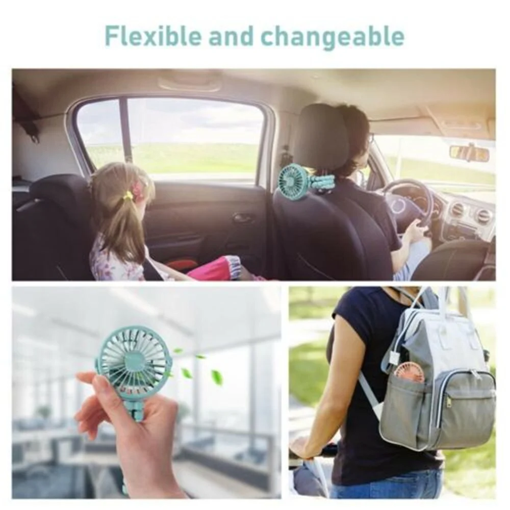 Fan for Cart Stroller Fan Portable Outdoor Fan Clip On for Baby 600mAh USB Rechargeable Handheld Electric Fan for Home 3 Speeds
