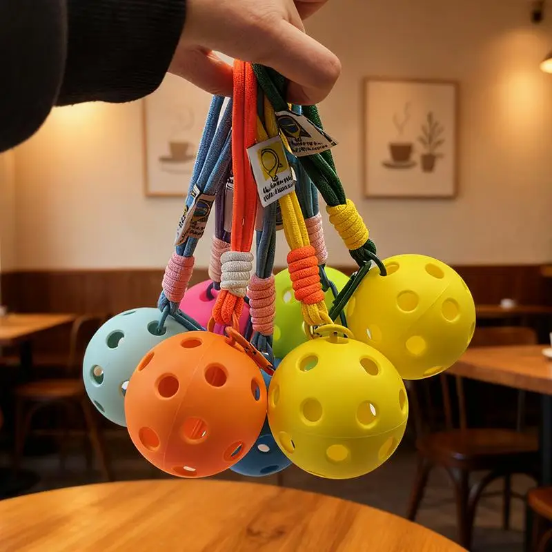 Creative Pickleball Racket Metal Keychain Colorful Hollow Golf Ball Keychains Dink Ball Fans Party Gift Bag Pendant