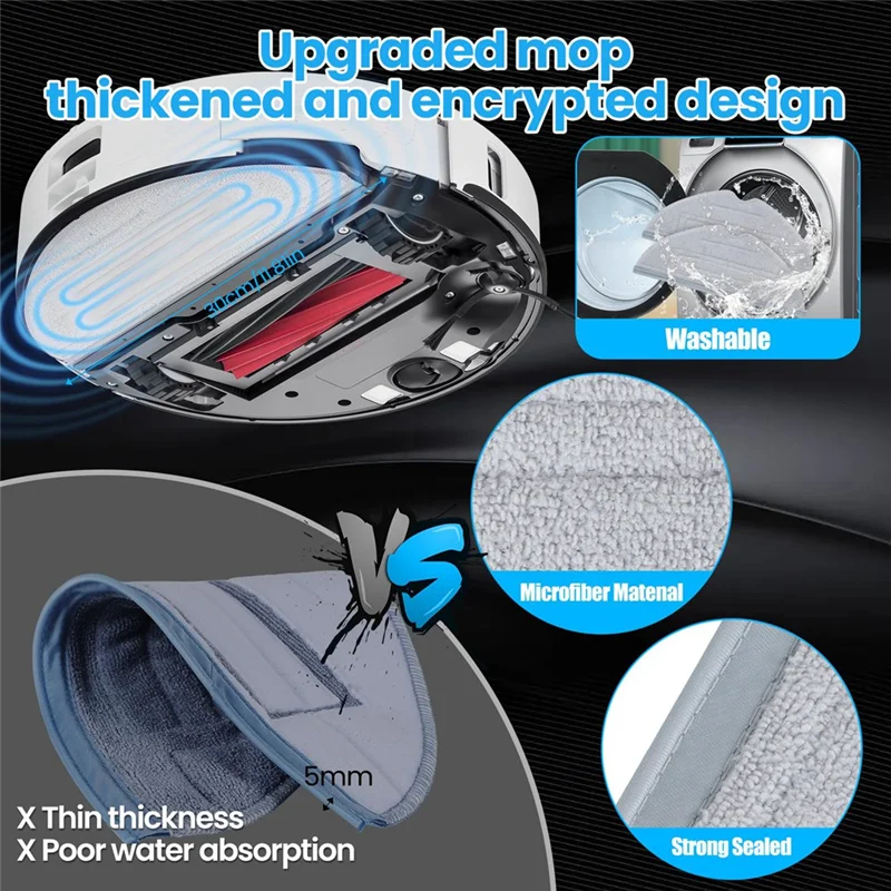 Set Aksesori untuk Roborock S7 Maxv Ultra/S7 Pro Ultra, Sikat Rol Utama, Sikat Samping, Filter, Tisu Pel-Y48A