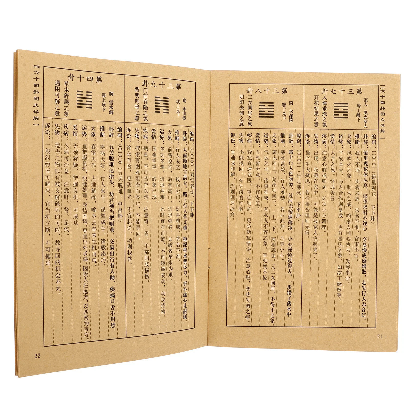 I Ching Sixty-Four Hexagrams Divination Book Detailed Interpretation Guide Spiritual Divination Manual