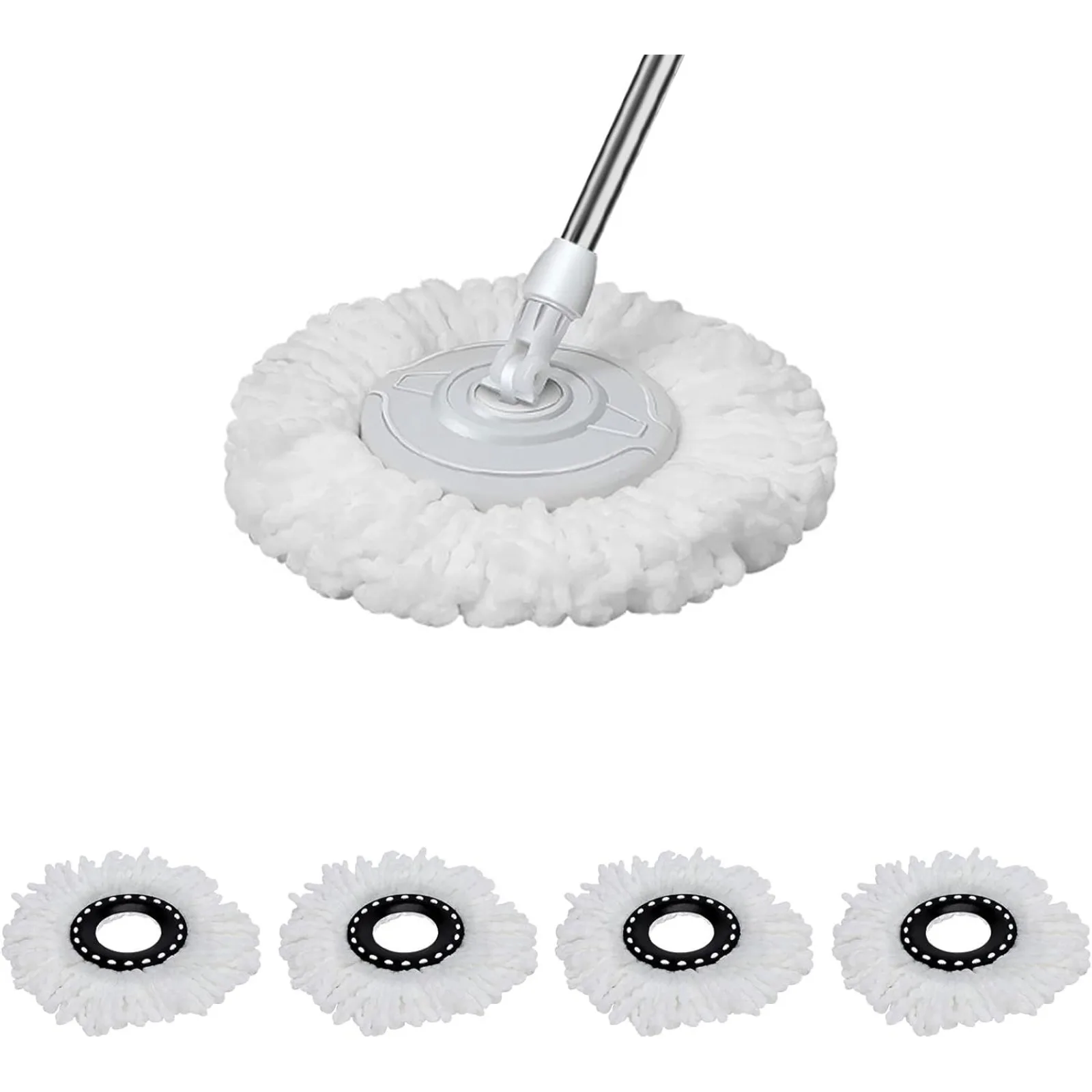 4PCS Mop Head Cleaning Replacement Mops Microfiber Mop Head Refills 360° Rotating Round Spin Magic Mop Replacement