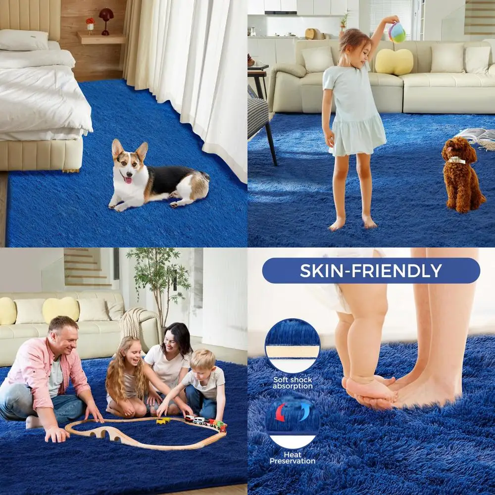 

Luxurious 5x8 Plush Shag Rug for Living Spaces, Soft Shaggy Carpets for Bedrooms, Stylish Fuzzy Rugs for Youth Rooms, Nursery, a