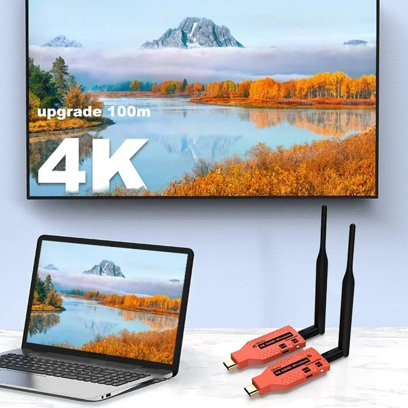 100m 4K Wireless HDMI Video Transmitter Receiver Cordless Display Adapter HDMI Extender for Camera STB Laptop PC To TV Monitor
