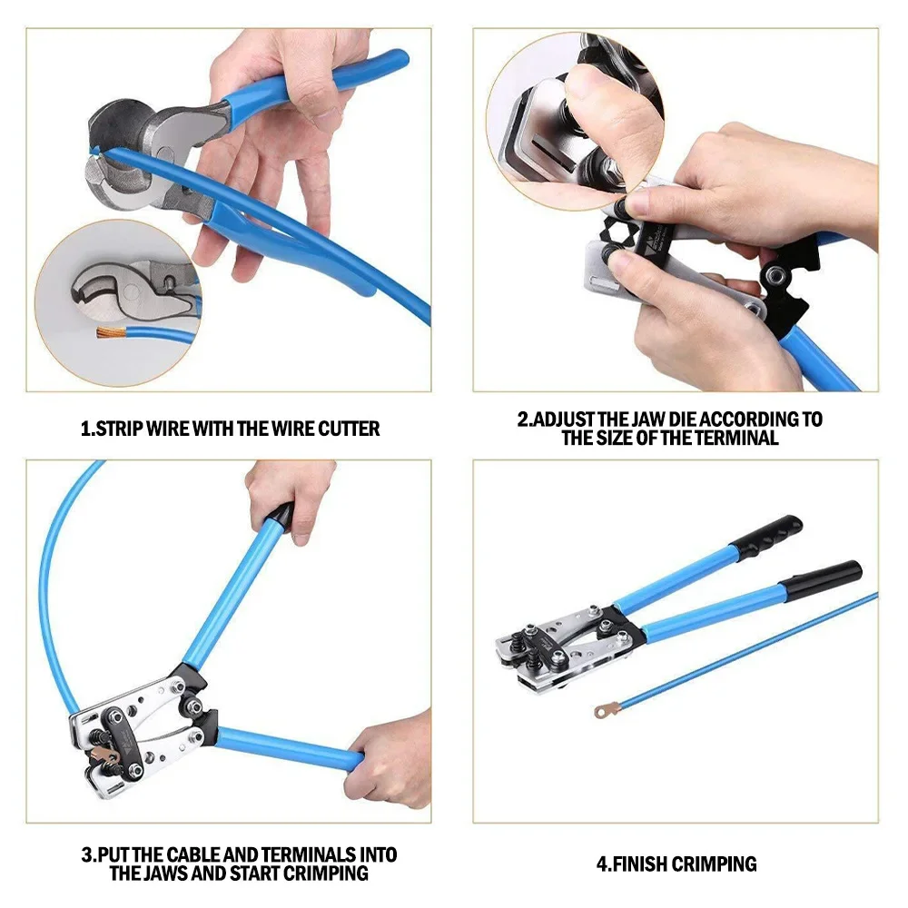 Crimper Kit Cold Pressed Terminal Crimping Pliers Tube Terminal Crimper Hex Crimp Tool Multitool Battery Cable Lug Crimping Tool