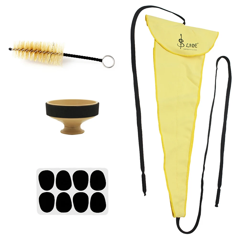 

SLADE 4Pcs Saxophone Sax Kit Dental Pad+Cleaning Cloth+Mute+Mouthpiece Brush for Alto Saxophone Woodwind Instrument Parts