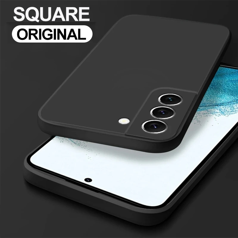 S22 الترا حافظة مربعة السائل سيليكون لينة غطاء لسامسونج غالاكسي S23U S22 الترا زائد S22ultra S22Plus 5G الهاتف الأصلي