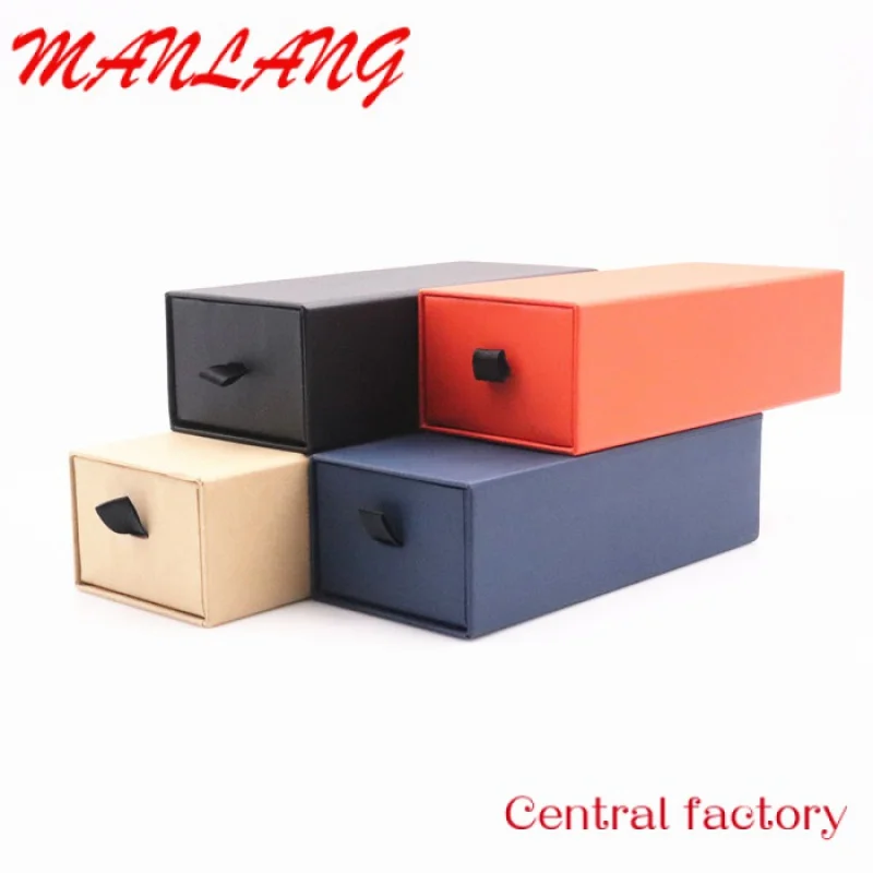 Custom  Hard Cardboard Paper boxes Luxury Storage Box With Ribbon Rope Gift Sleeve Drawer slide box packaging