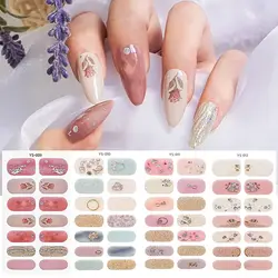 14 Strips Semi Cured Gel Nail Stickers Full Cover French Nail Art Gel Nail Polish Strips Gel Full Nail Wraps