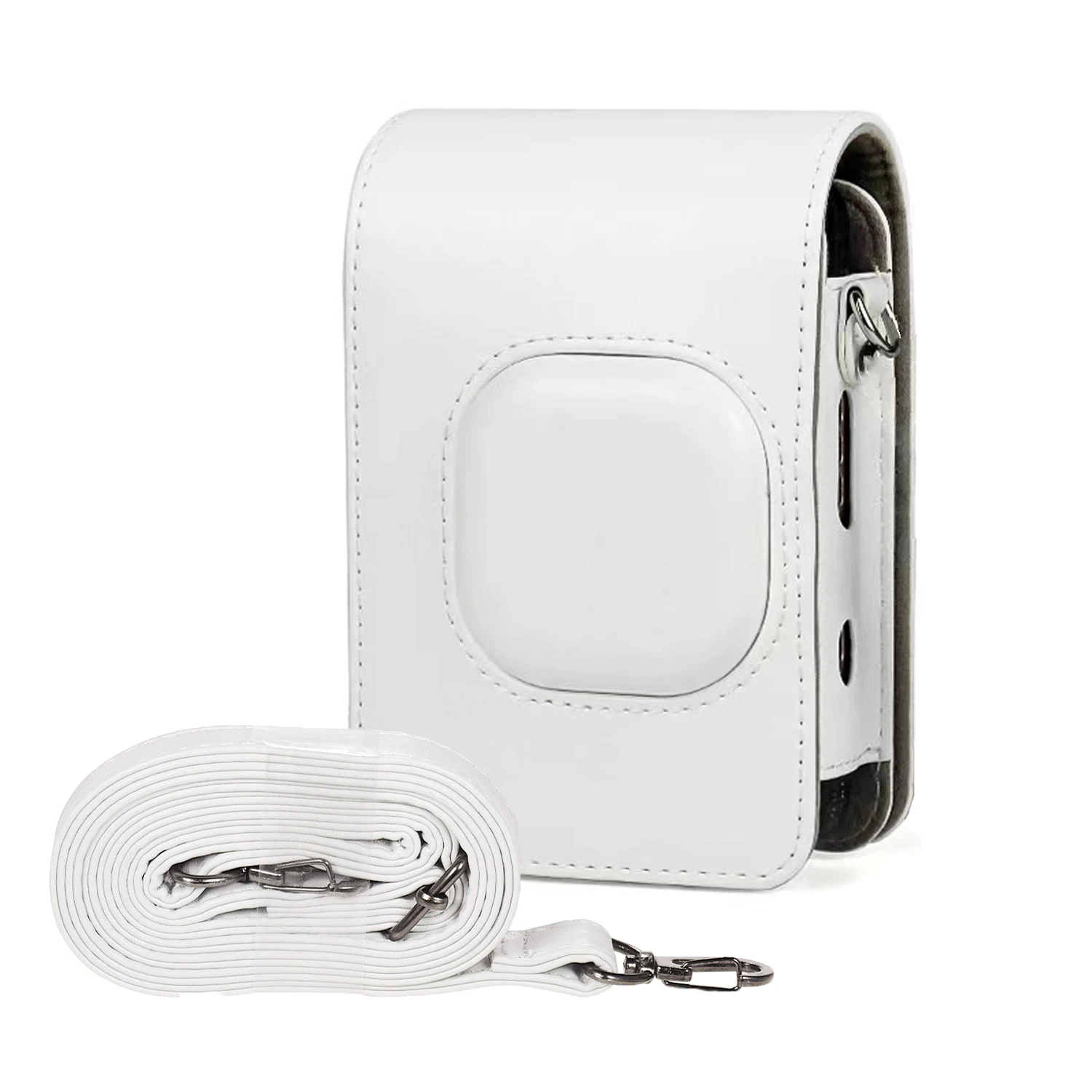 Retro Soft Mini Camera Bag for Instax Mini LiPlay Camera PU Leather Case with Shoulder Strap White Brown Black