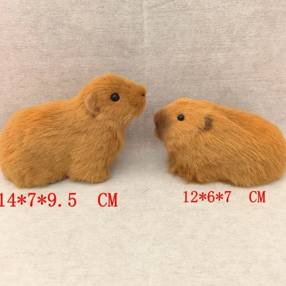 Premium Kawaii Animal Simulation Fur Capybara Exquisite Lifelike Capybara Soft Animal Figurine Model Gift