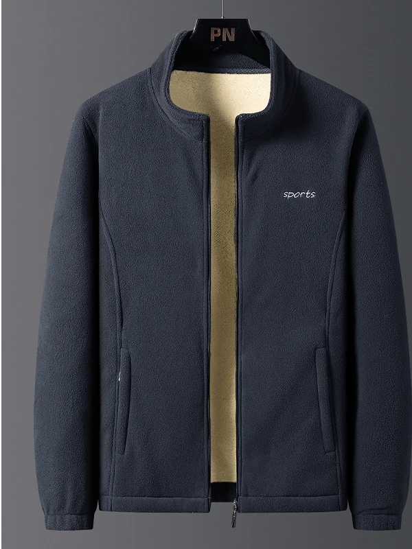 

Men's Zip up Stand Collar Warm Jaet Polyester Nylon Cosite Fiber Long Sve Fce Lined Outerwear for Autumn Winter