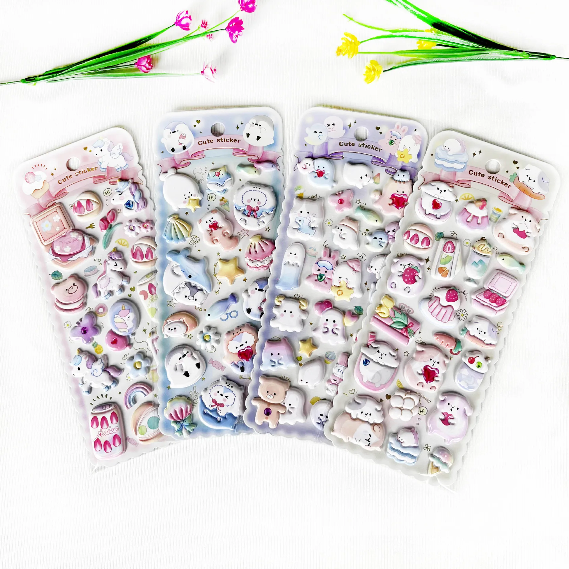 

Kawaii 3D Puffy Stickers, Pastel Animal Bubble Stickers for Diary Journal Phone Decor, Aesthetic Korean Stationery