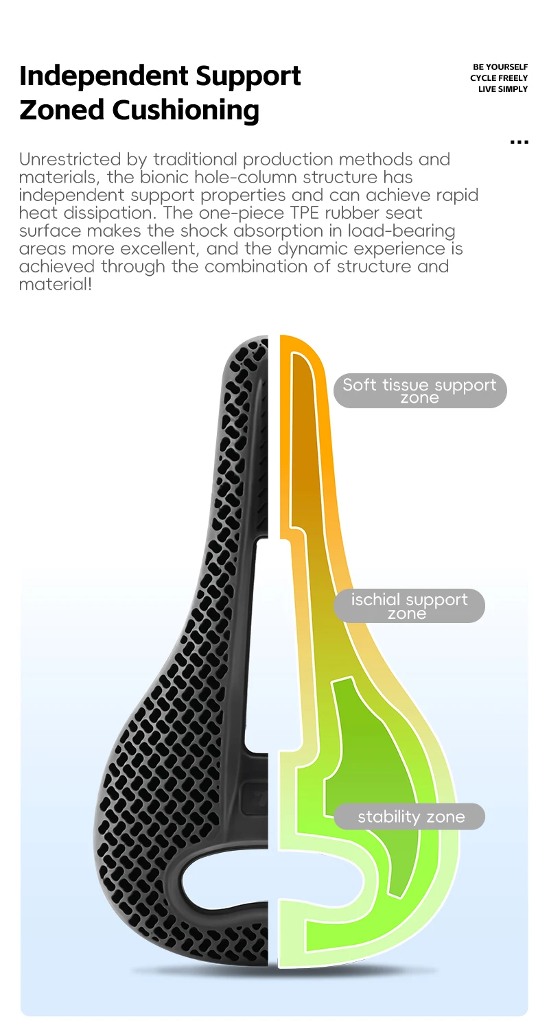 WEST BIKING 3D Honeycomb Fahrradsattel Atmungsaktiver Hohlsitz zur Druckentlastung Leichtgewichtiger Sitz für Rennräder und Mountainbikes für Langstrecken – Detail 5