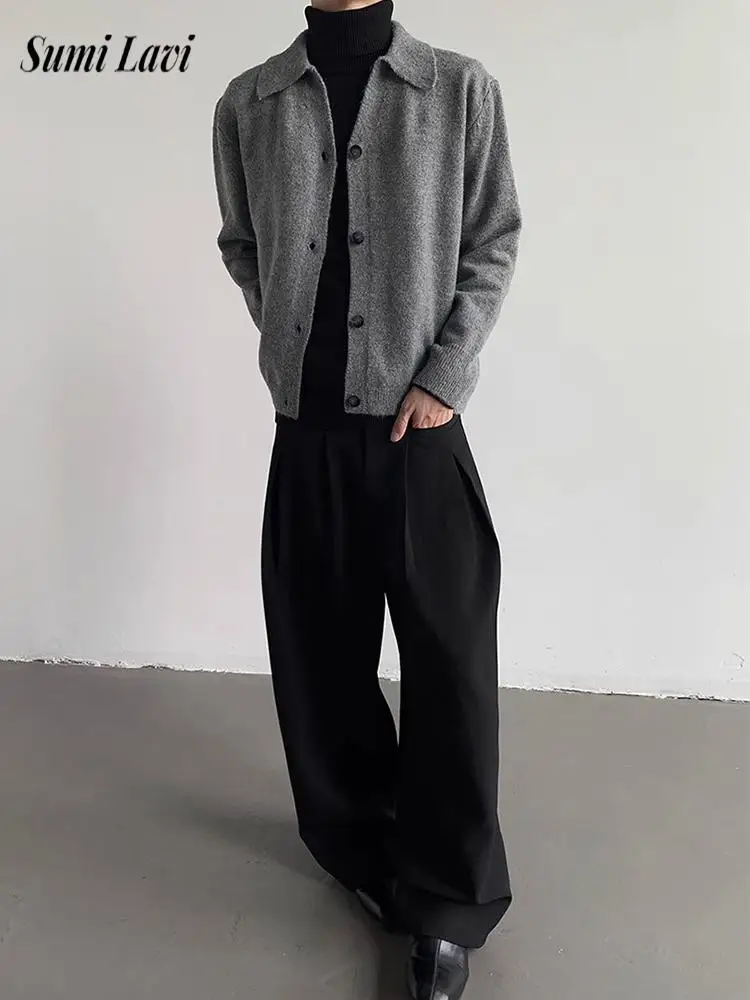 

Outdoor Fashion Turn-down Collar Knit Cardigans Men 2025 Fall Winter New Casual Knitting Jacket Coat Men's Stylish Sweatercoats