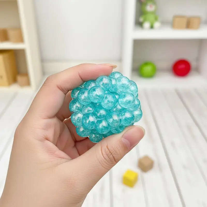 Crunchy Noisy Stress Ball Shapeable Pearl Burst Beads Squeezing Soothing Fidget Toy for Long Trip Boredom Relief
