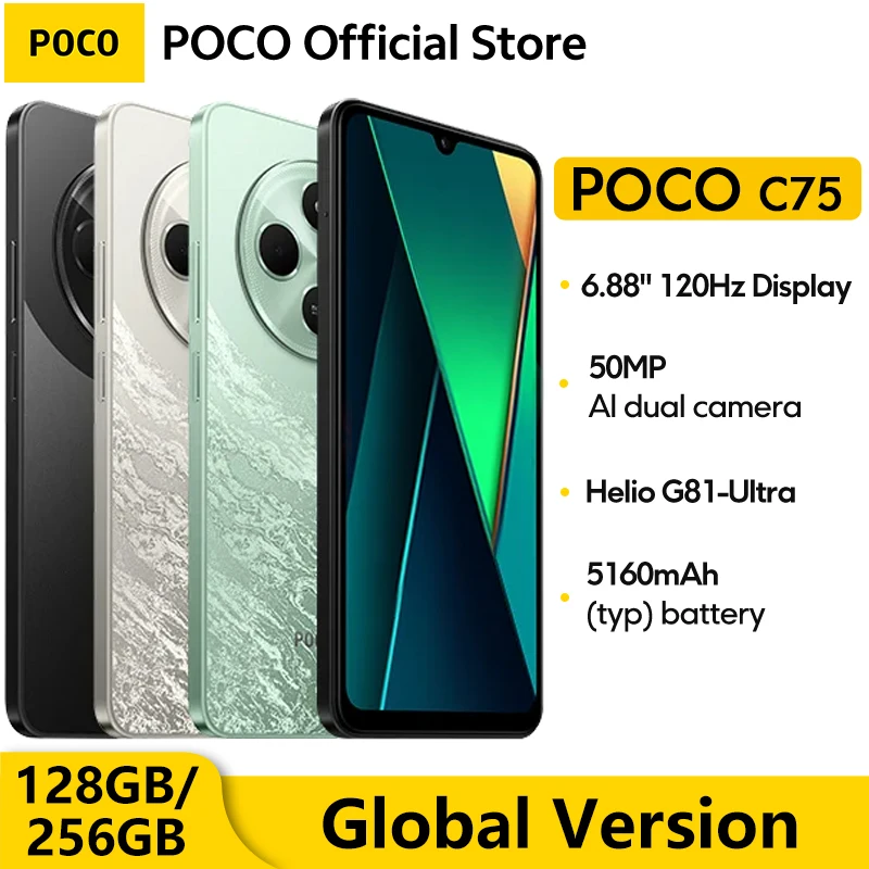 POCO C75 Global Version Smartphone NFC 128GB 256GB 6.88