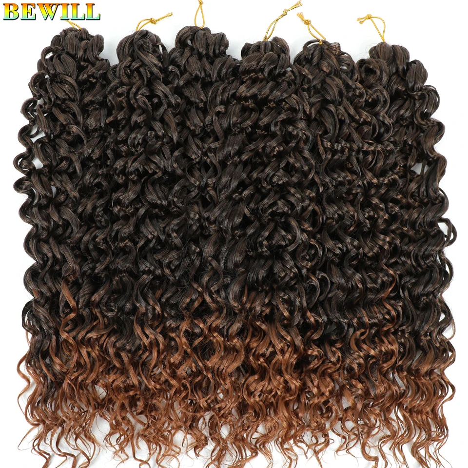 BEWILL GoGo Curl Häkelhaar 14 18 Zoll Wasserwelle Strand Curl Häkelhaar Ombre Synthetische böhmische Zöpfe Haarverlängerungen 1B – Detail 26