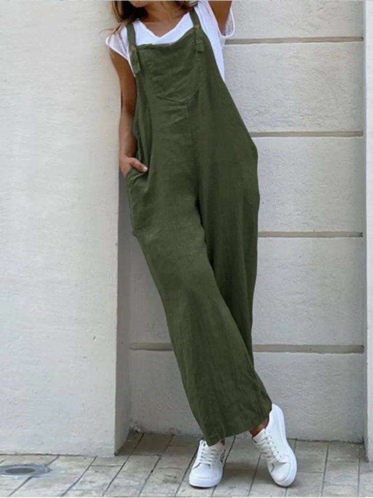 Women Solid Long Jumpsuit Summer Fashion Loose Black Casual Jumpsuits New 2024 Female Clubwear Streetwear Jumpsuit