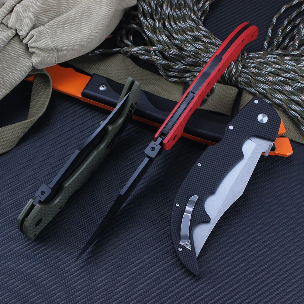 Cold Large Size Professional Hunting Knife AUS-10A Steel Outdoor Pocket Folding Knife Survival Tactical Self defense Knives EDC