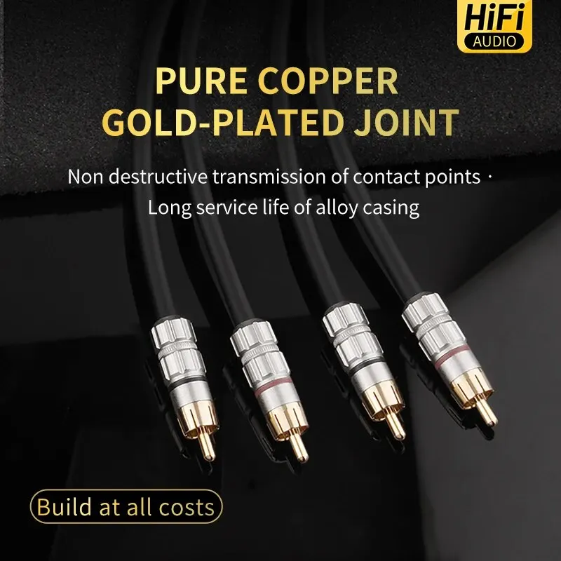 YYTCG 2RCA Male to 2RCA Male Stereo Audio Cable Gold-Plated RCA Jack Audio Cord for Home Theater HDTV Amplifiers(0.5M/1M/2M/3M)