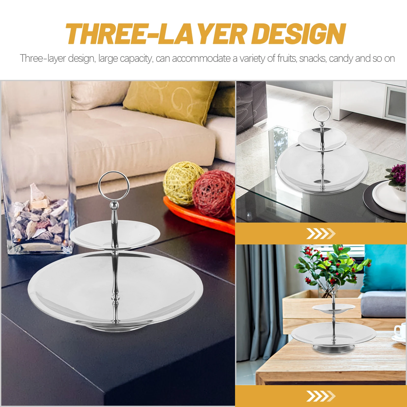 

Stainless Steel Tiered Fruit Tray Cake Stand Cupcake Holder Dessert Display Rack Multi-Layer Serving Tray Party Wedding