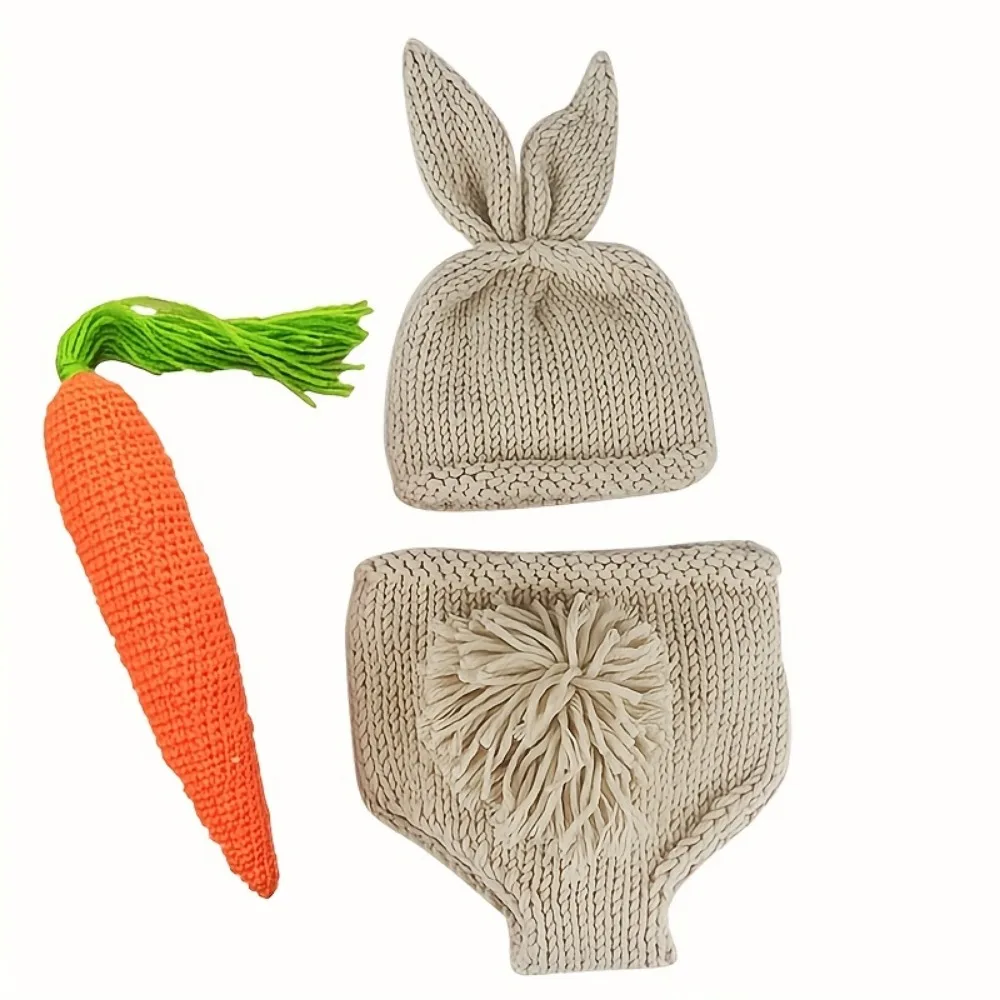 

Cute Newborn Baby Bunny Clothing Set - Handmade Knitted Woolen Baby Photography Clothes for 0-3 Years Old Baby Growing Memory