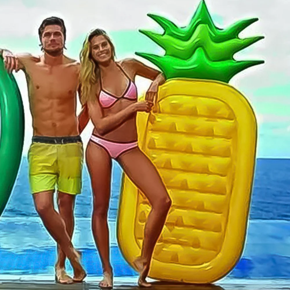 Gigantische opblaasbare zwembadvlotterstoel – watermeloen- en ananasloungemat voor volwassenen |   Zomerstrand- en zwembadfeestplezier
