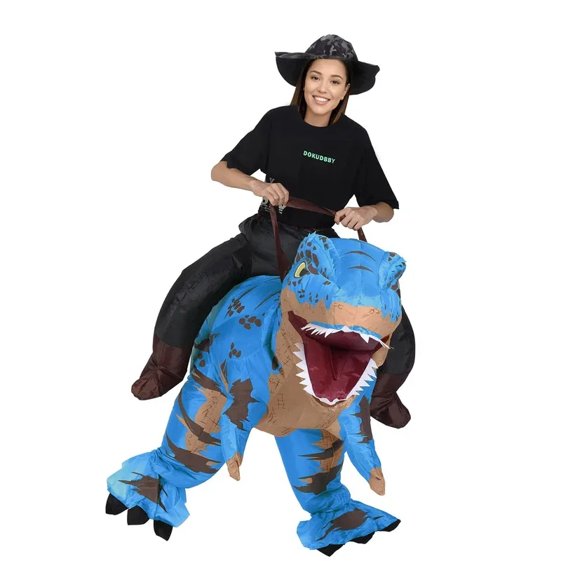 zz04zz12Ride Tyrannosaurus ديناصور زي T-rex للكبار نفخ الخيال لعب الأدوار يتوهم هالوين التميمة الطرف App