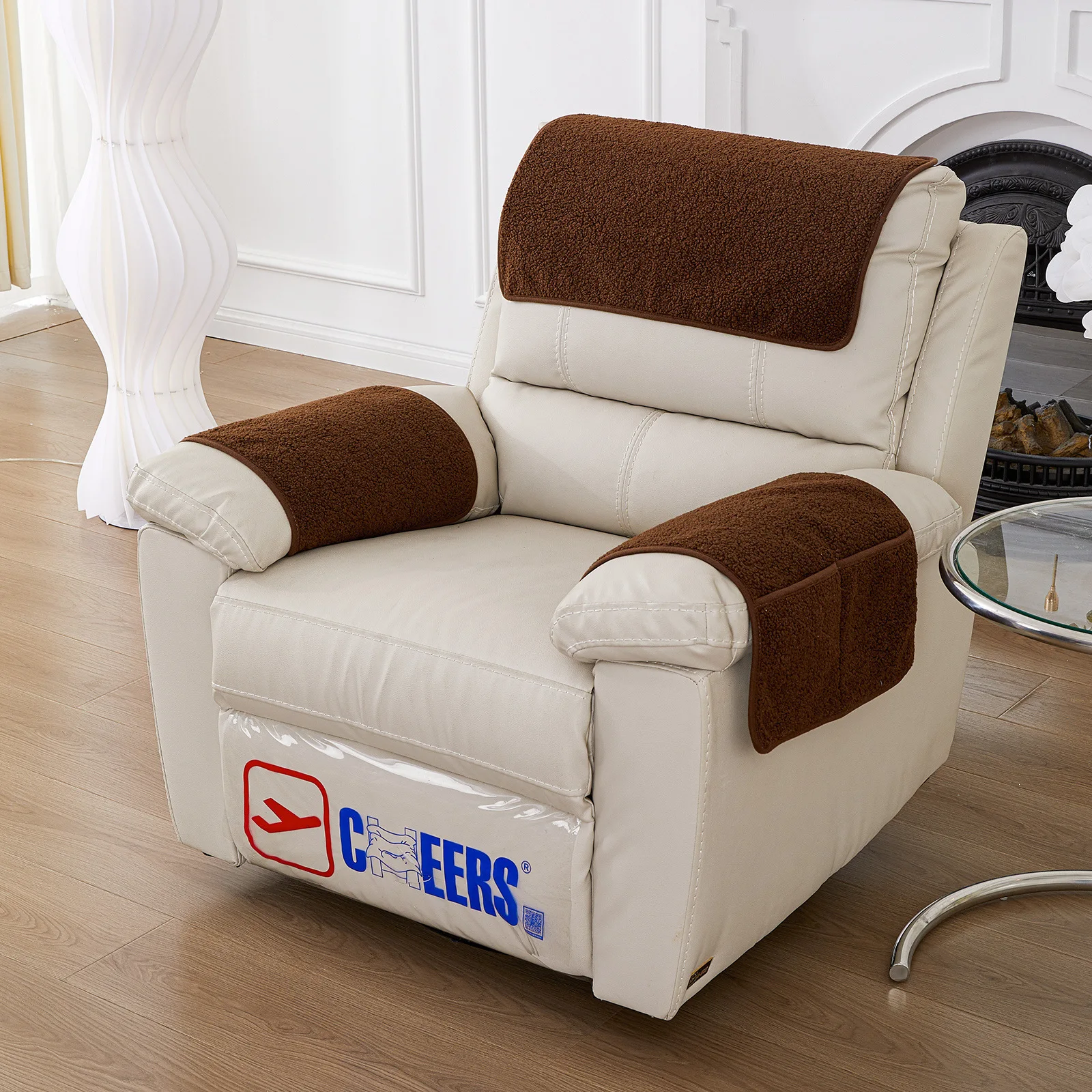 Velvet Sofa Headrest Cushion Solid Color Anti Slip Armrest Pad Armchair Handrail Towel Adjustable Furniture Protective Cover