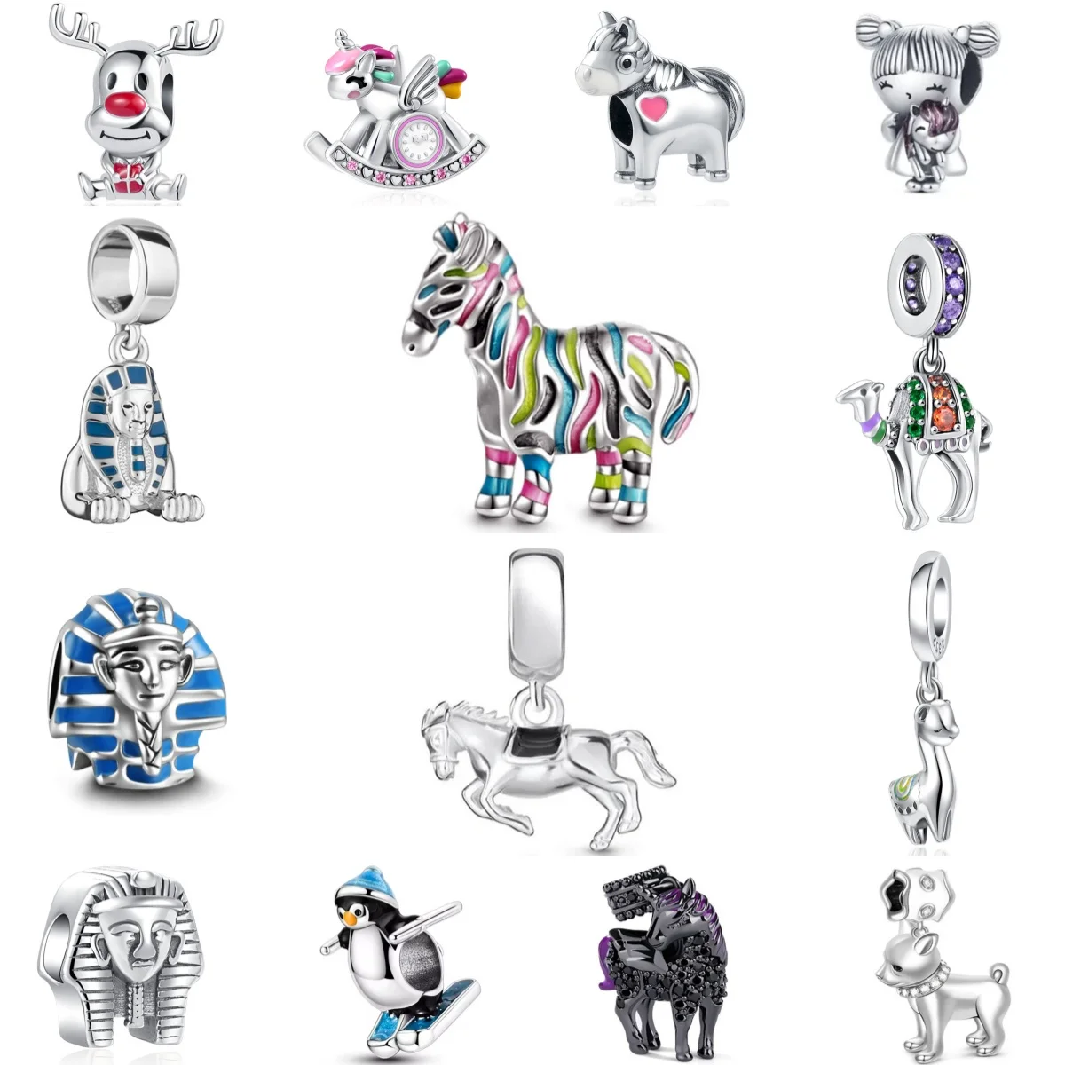 2026 925 Silver New Animal Charms Camel Camel Penguin Horse Pendant Bead Fit Original Bracelet DIY Jewelry Gift