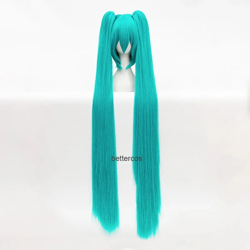 عالية الجودة Vocaloid Miku تأثيري طويل مقاومة للحرارة الاصطناعية مشبك شعر ذيل حصان الباروكات + غطاء شعر مستعار