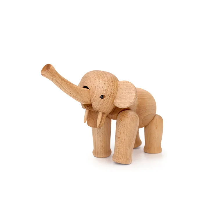 

Nordic Denmark Elephant Puppet Creative Home Wooden Crafts Solid Wood Ornament Beech Baby Elephant Wood Play Gifts