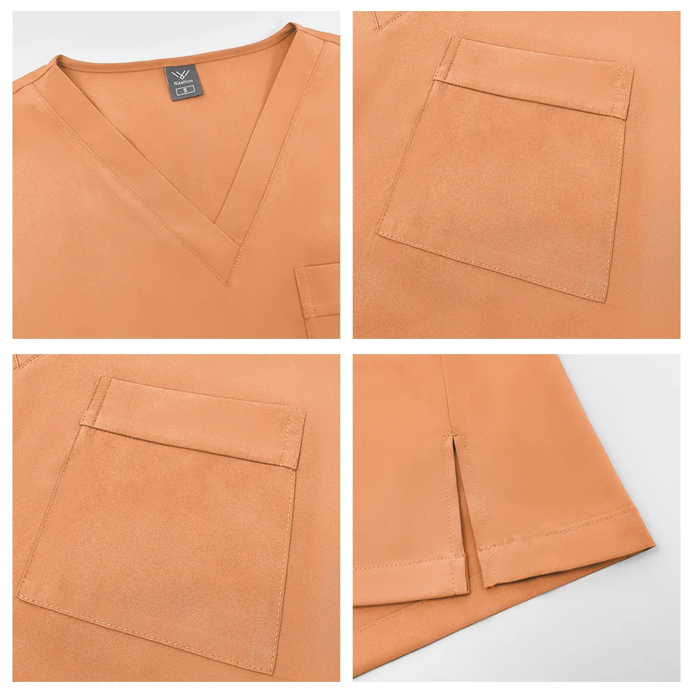 Women's Beauty Salon Work Clothes Brush Clothes Set Hand Washing Clothes Short-sleeved Doctor Elastic Matte Set