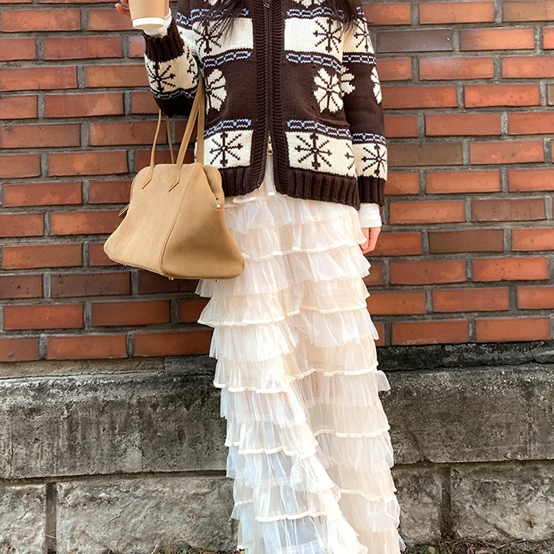 

Весенне-летняя пышная юбка-миди Fairy T Cake с многослойной сеткой, эффектом похудения и объемной драпировкой для женщин