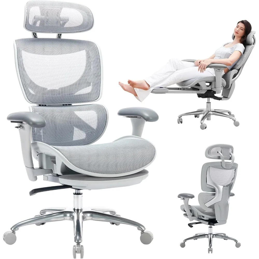 

Ergonomic Mesh Office Chair with Footrest, Executive High Back Computer Desk Chair with Wide Headrest and Adjustable 3D Arms