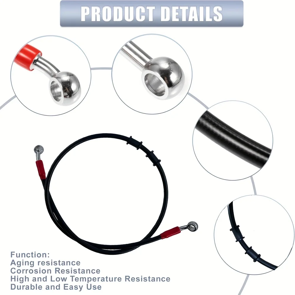 Motorcycle Hydraulic Brake Hose - Heavy-Duty Steel Brake Tube, Both Ends Have Banjo Heads. The Length Is 400mm-2200mm