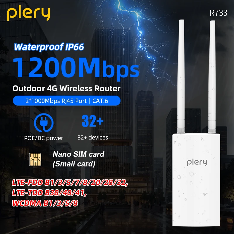 PLERY/COMFAST CAT 4/6 4G LTE Router Outdoor 300/1200Mbps WIFI 5/WIFI 6 Wireless Router With SIM DC/POE/Type-C Power VPN/Firewall