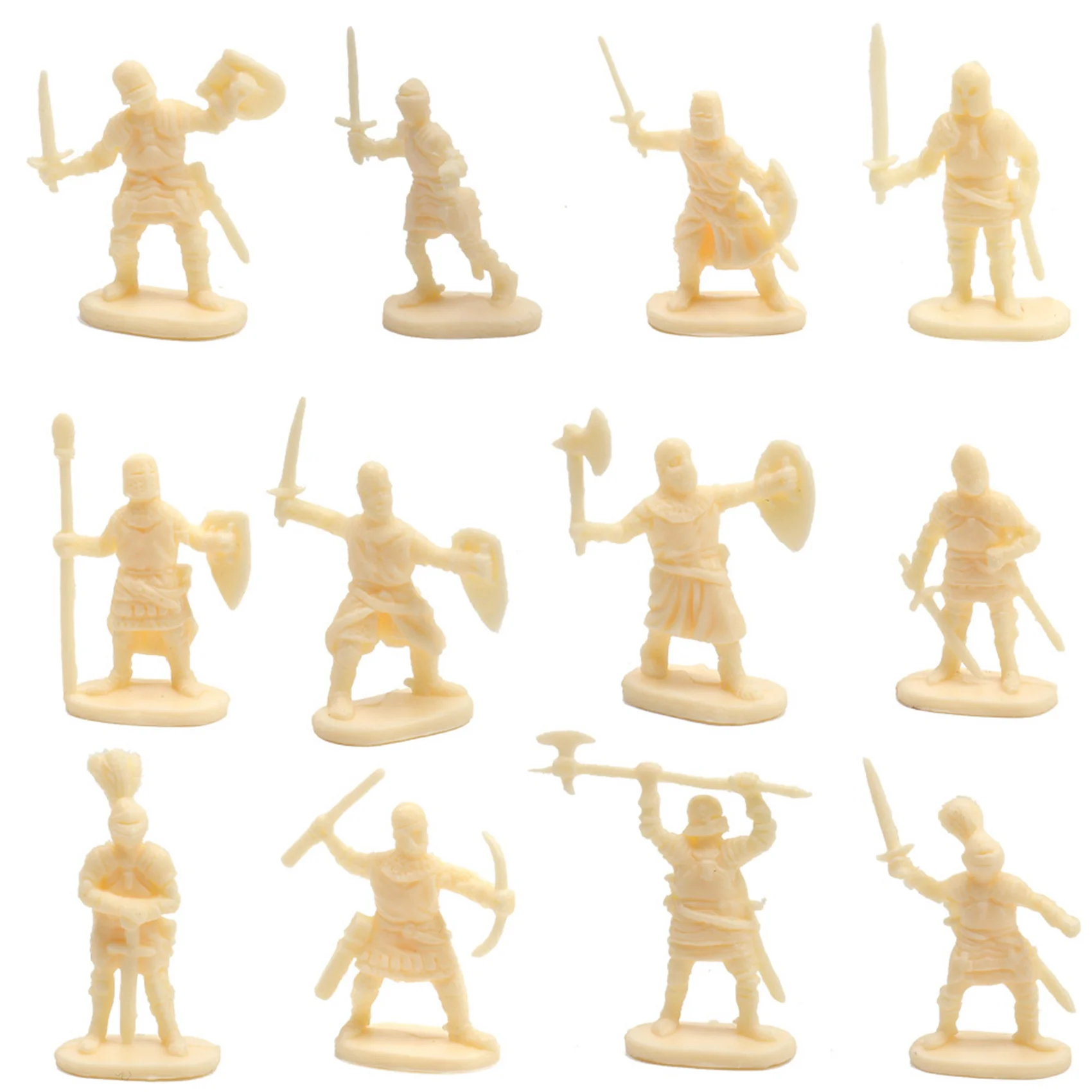 Plástico antigo soldado figuras brinquedo conjunto, soldados arcaicos, homens espadachim figura de ação, DIY guerra cena brinquedos, amarelo, 1:72, 200 pcs