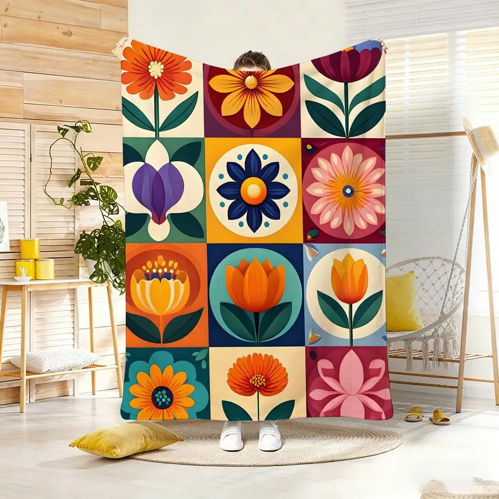 Art Mediterranean Throw Lightweight  Flannel Blanket Soft Skin-friendly for Summer Cooling