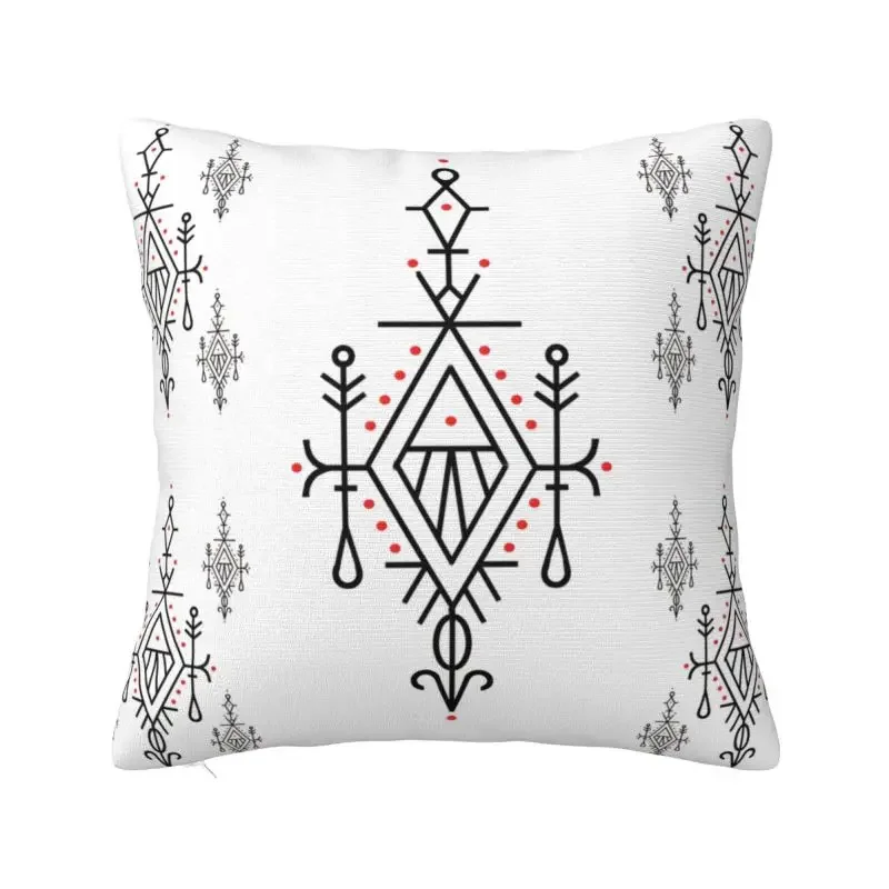 Amazigh Kabyle Pattern Cushion Cover 45x45cm Home Decorative Print Geometric Traditional Throw Pillow for Car Double-sided