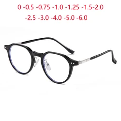 Rivet Frame Blue Light Blocking Oval Nearsighted Glasses For Women Fashion TR90 Myopia Photochromic Eyeglasses -0.5 -0.75 To -6
