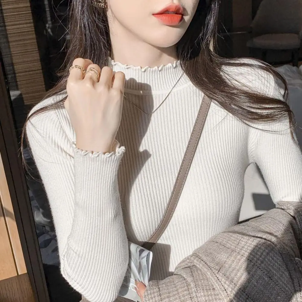 

High Collar Women Thermal Underwear Thicken Plush Pullover Long Sleeves Warm Top Undershirts Sleepwear Autumn Winter Top