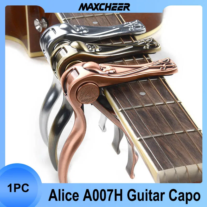 

Alice A007G Professional Metal Crocodile Guitar Capotasto Alloy Folk Acoustic Guitar Capo Clamp Key Bronze Silver Copper Color