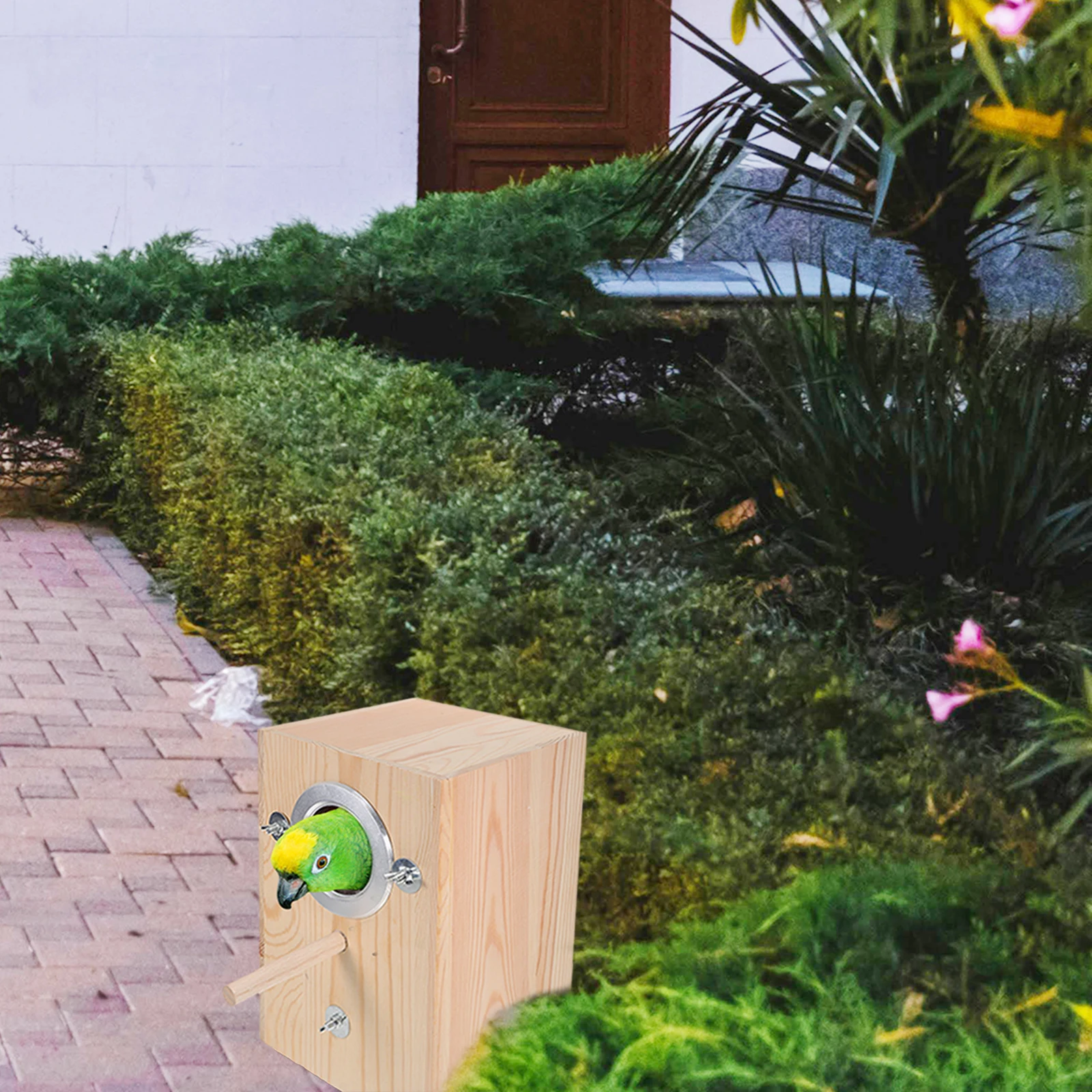 

Wooden Bird House Parakeet Nesting Box H Painted Safe Budgies Small Birds Parrots Easy Clean Outdoor Garden